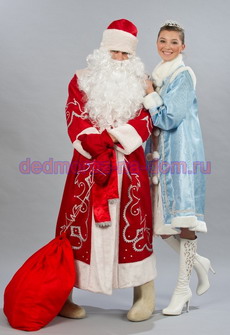 Костюмы Деда Мороза и Снегурочки -  Комплект «Кремлевский красный»